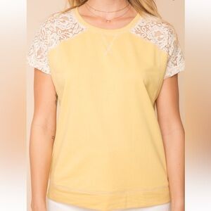 Lace Shoulder Short Sleeve
